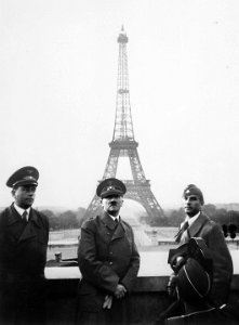 Thursday 8 July, 2010    One of the many pictures of Adolf Hitler taken in June 23, 1940 when he visited Paris with architect Albert Speer (left) and artist Arno Breker (right).  Interesting note: This image from the US National Archives and Records Administration (NARA) was originally copyrighted by the Presse Illustrationen Hoffmann  Berlin and was seized by the US government after World War II and vested by the United States Attorney General as US government property in 1951. It is now considered public domain.